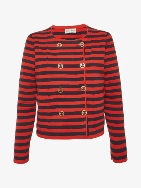 Sonia Rykiel Pre-Owned chamarra con rayas estampadas y doble botonadura
