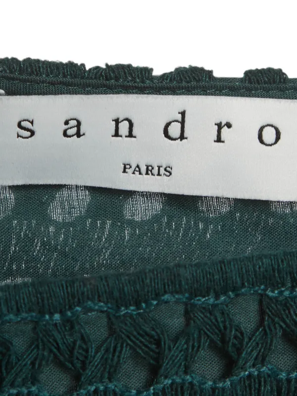 sandro green crochet dress Crocheted Cotton Midi Dress