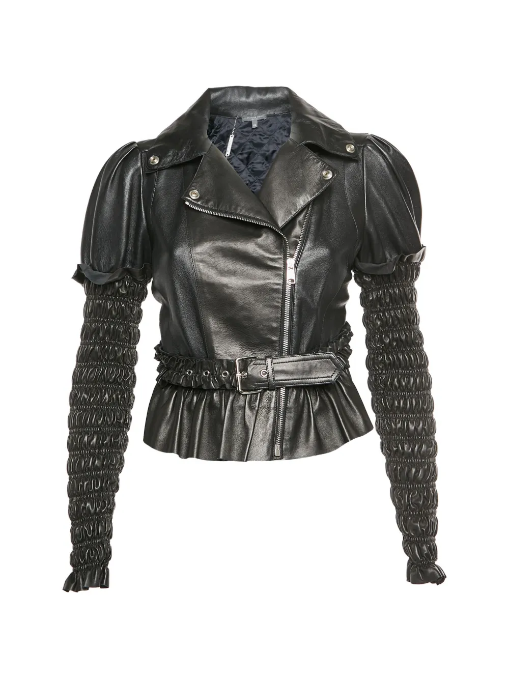 Alexander McQueen Pre-Owned smocked-sleeve peplum-hem jacket - Black
