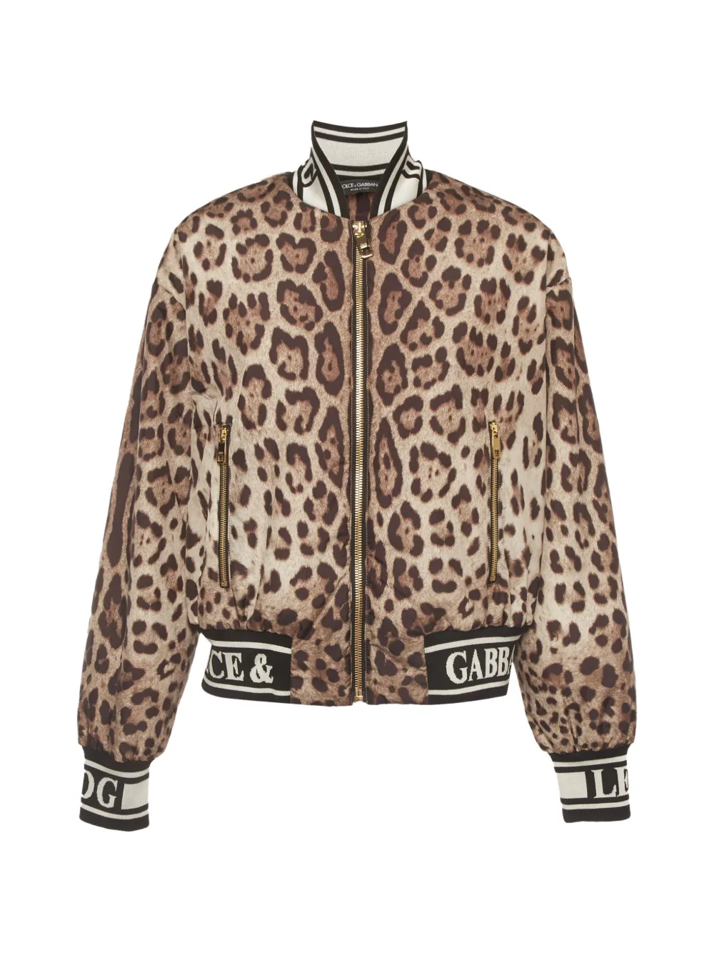 Dolce & Gabbana Pre-Owned Leopard-print bomber jacket - Nude