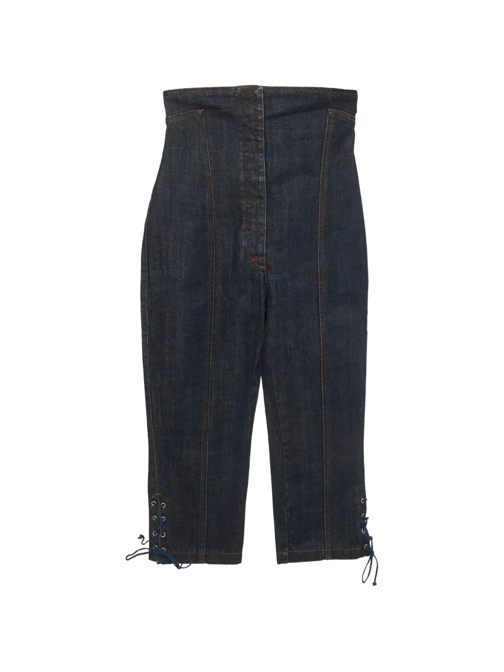 Jean Paul Gaultier Pre-Owned lace-up high-waisted jeans - Blu