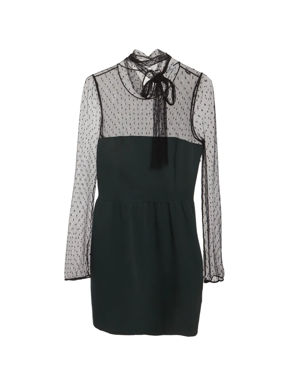 Red Valentino Vintage tulle-panel tie-neck midi dress - Verde