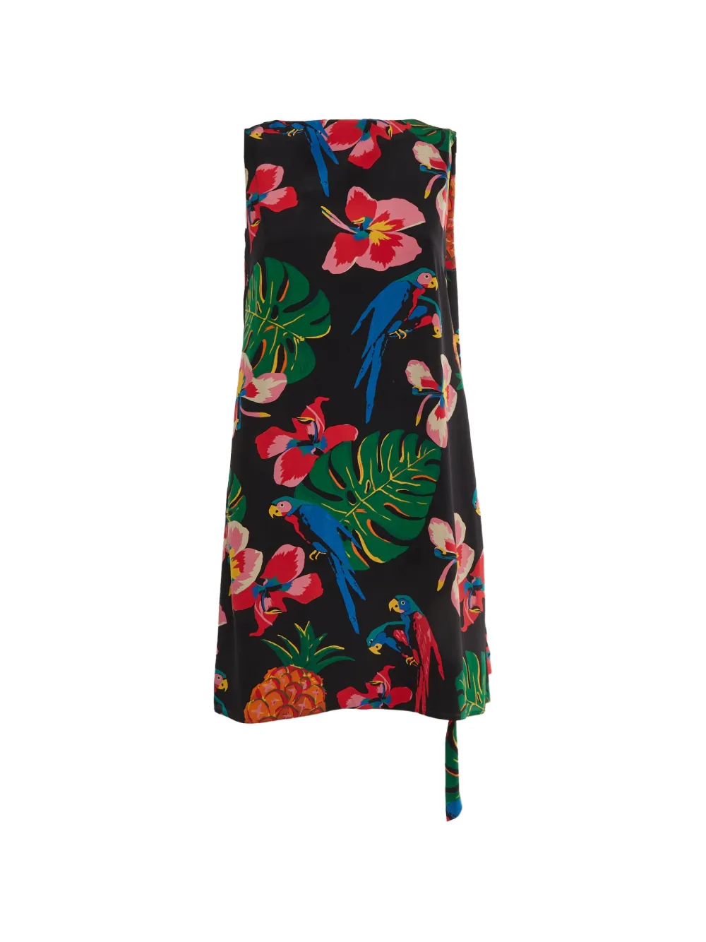 Valentino Garavani Pre-Owned tropical-print draped midi dress - Nero