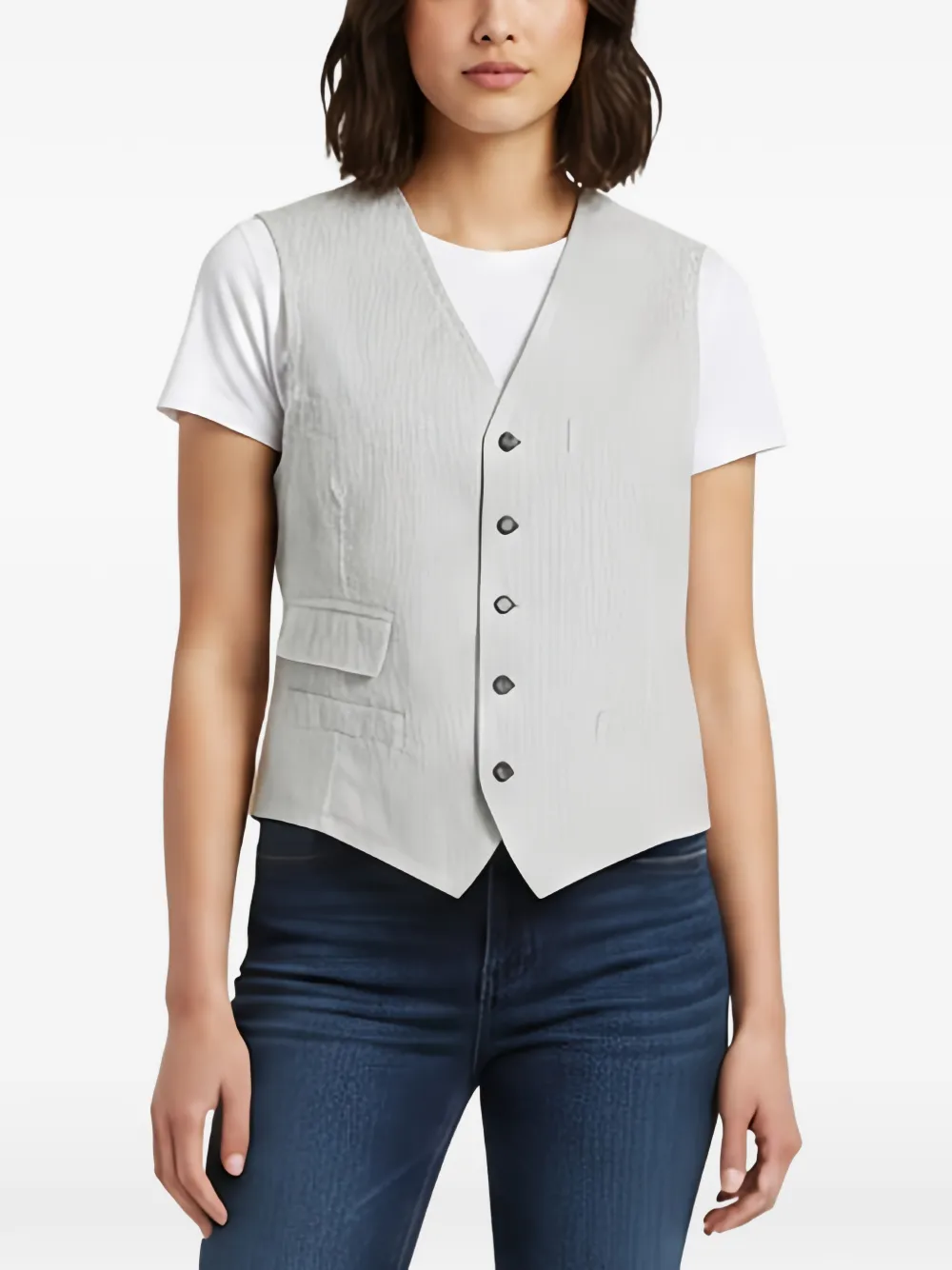 Prada Pre-Owned stripe-print sleeveless vest - Grigio