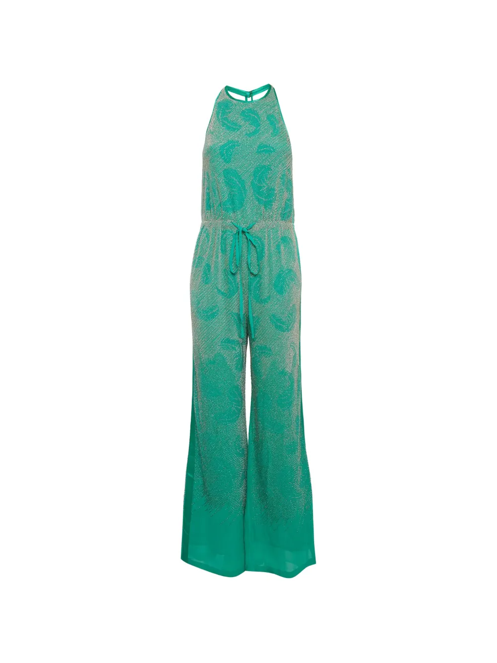 Pre-owned Roberto Cavalli Vintage Embellished Halter Jumpsuit In Green