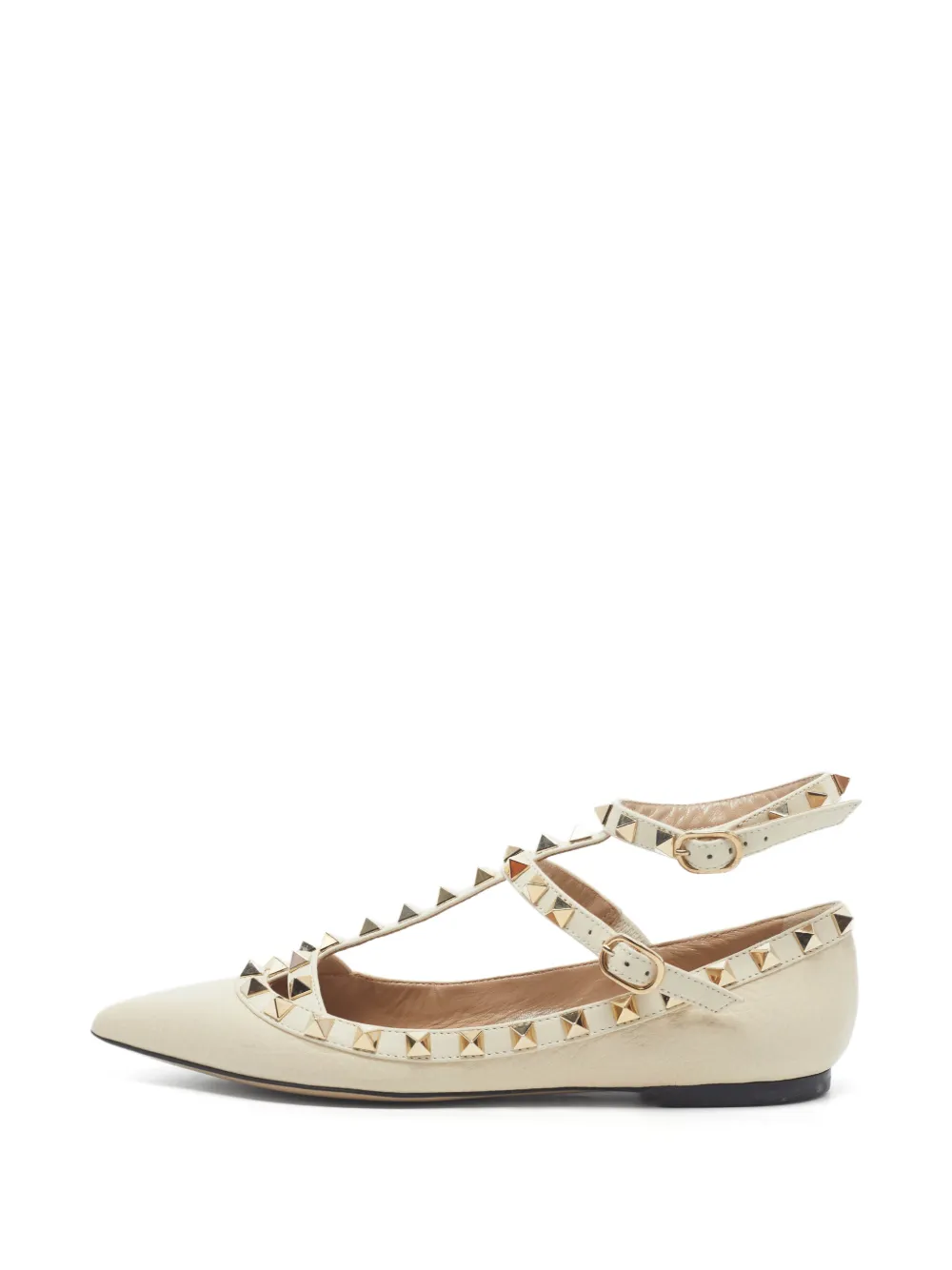 Valentino Garavani Pre-Owned Rockstud ankle strap ballet flats - Toni neutri