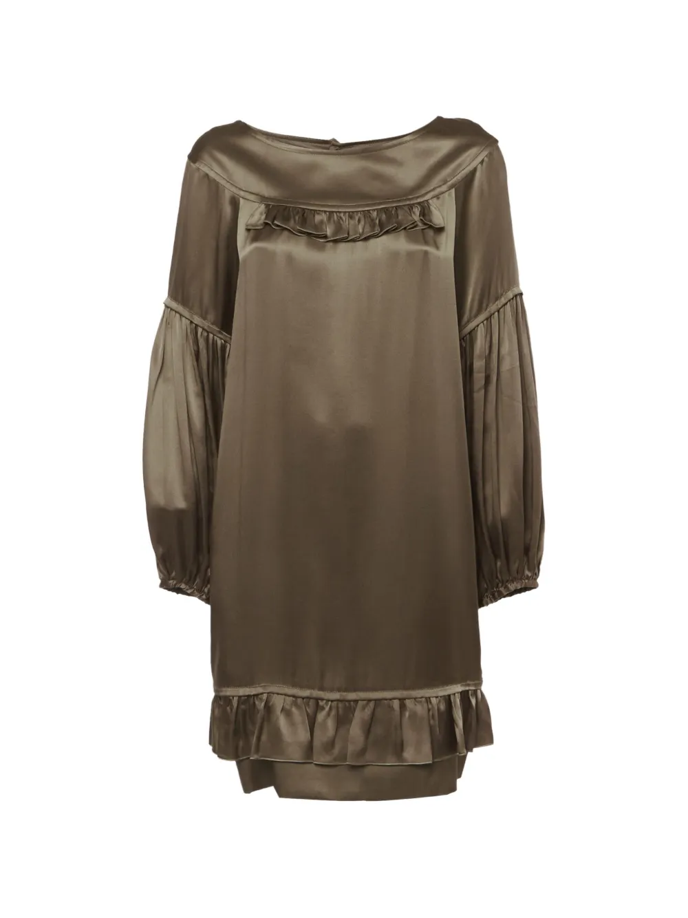 Stella McCartney Pre-Owned ruffled satin mini dress - Marrone