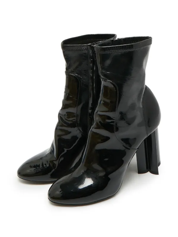 Saint Laurent Pre-Owned Silhouette フラワー アンクルブーツ 