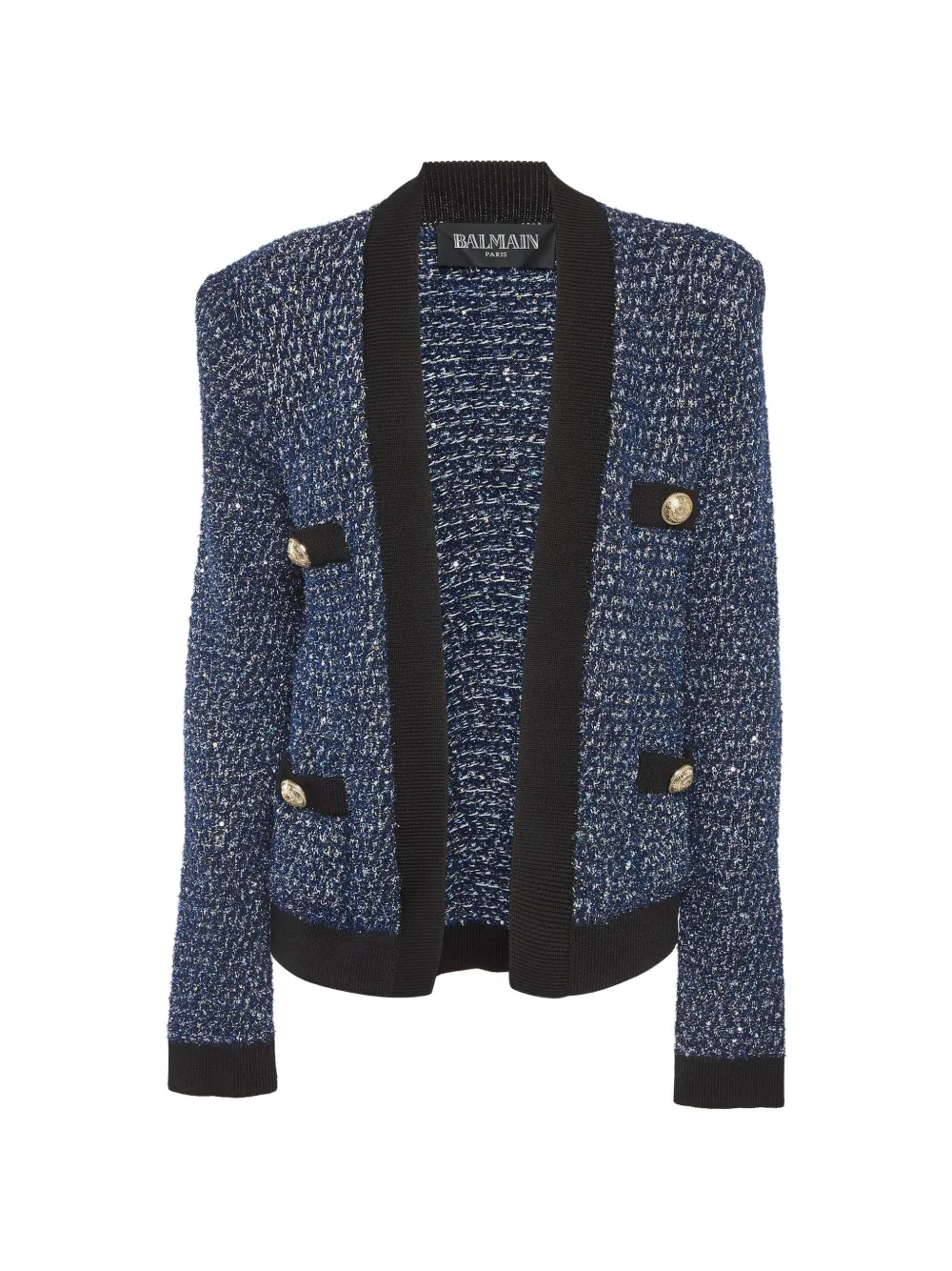 Balmain Pre-Owned open-front tweed jacket - Blau