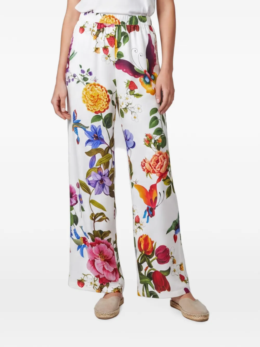 Weekend Max Mara Pantaloni a fiori X Lily Aldridge - Bianco