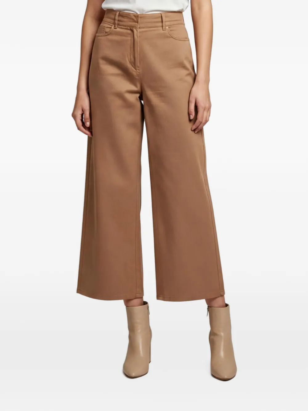 'S Max Mara Pantaloni in gabardine a gamba ampia - Marrone