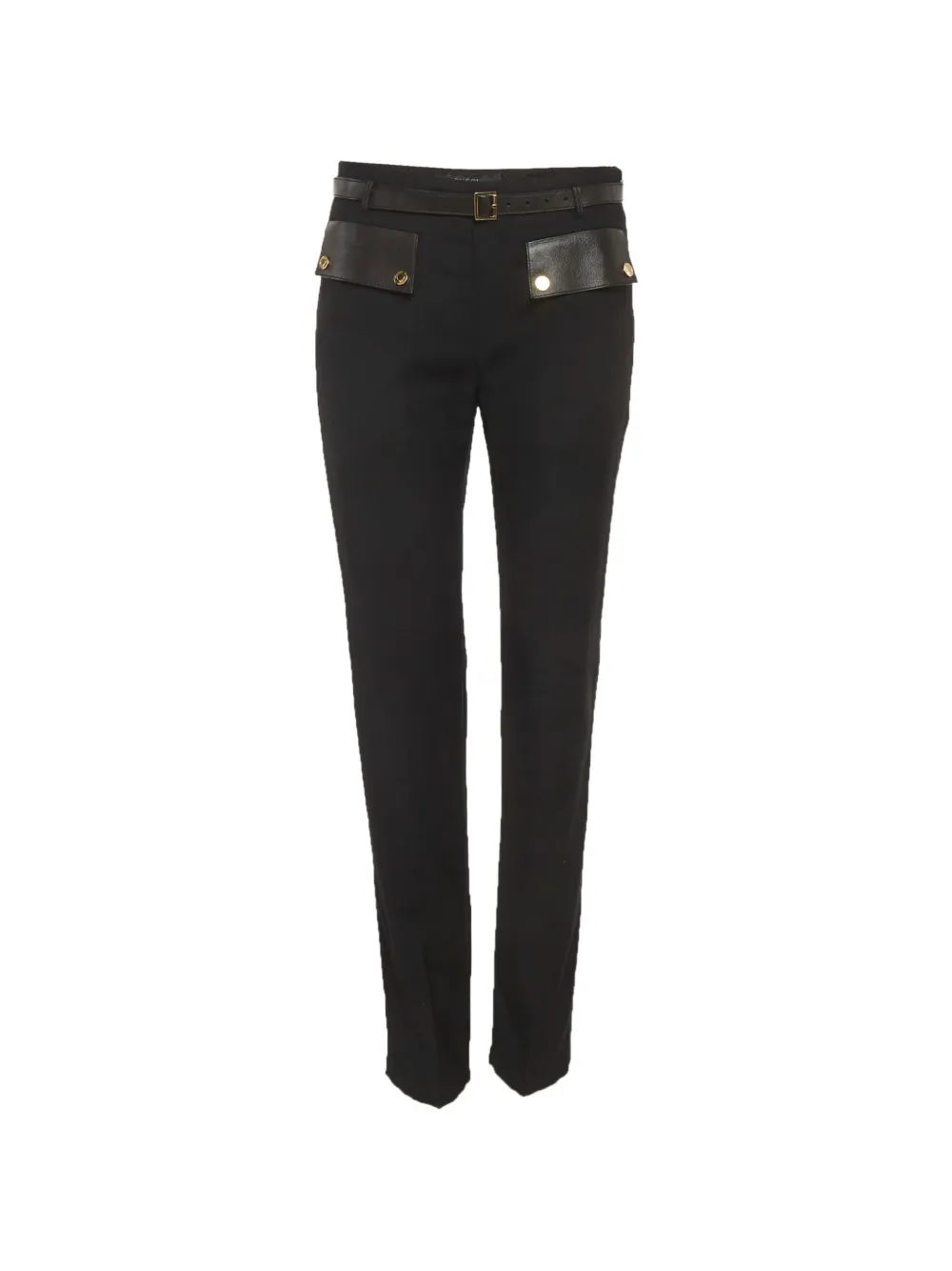 Gucci Pre-Owned Hose mit Lederbesatz - Schwarz