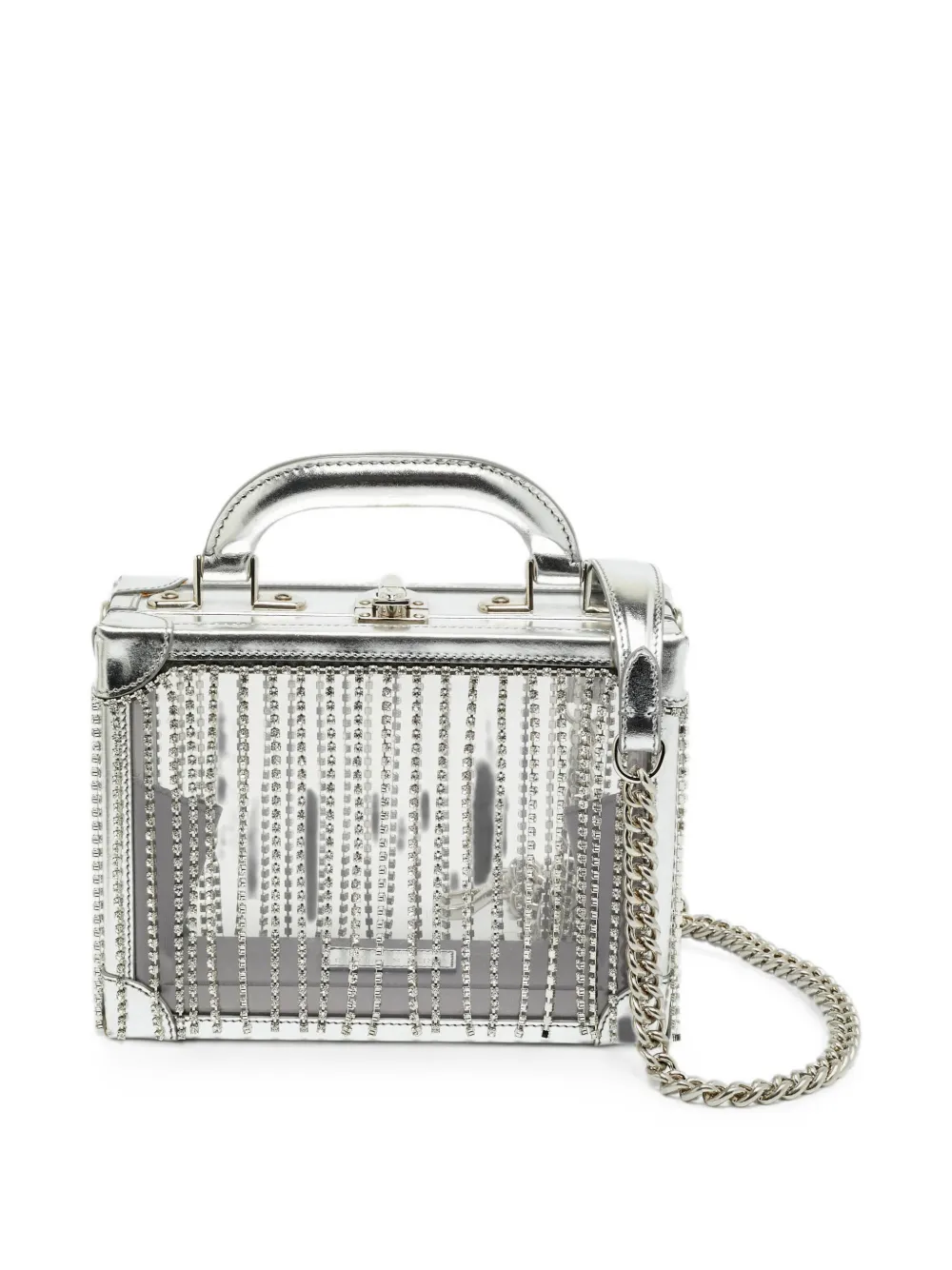 Pre-owned Area X Bertoni Ling Ling Crystal-fringe Satchel Bag In Silver