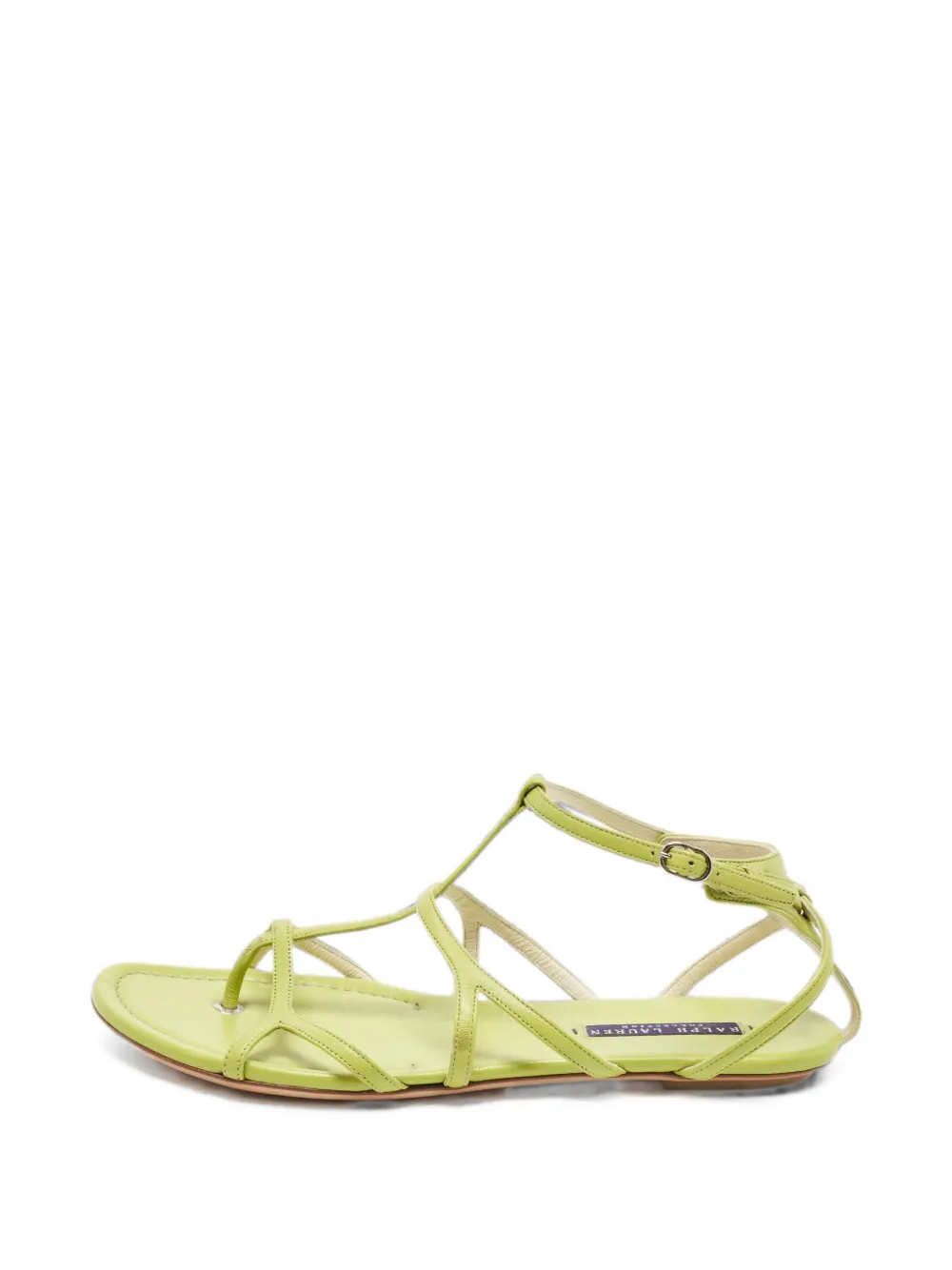 Pre-owned Ralph Lauren Vintage T-strappy Thong Sandals In Green