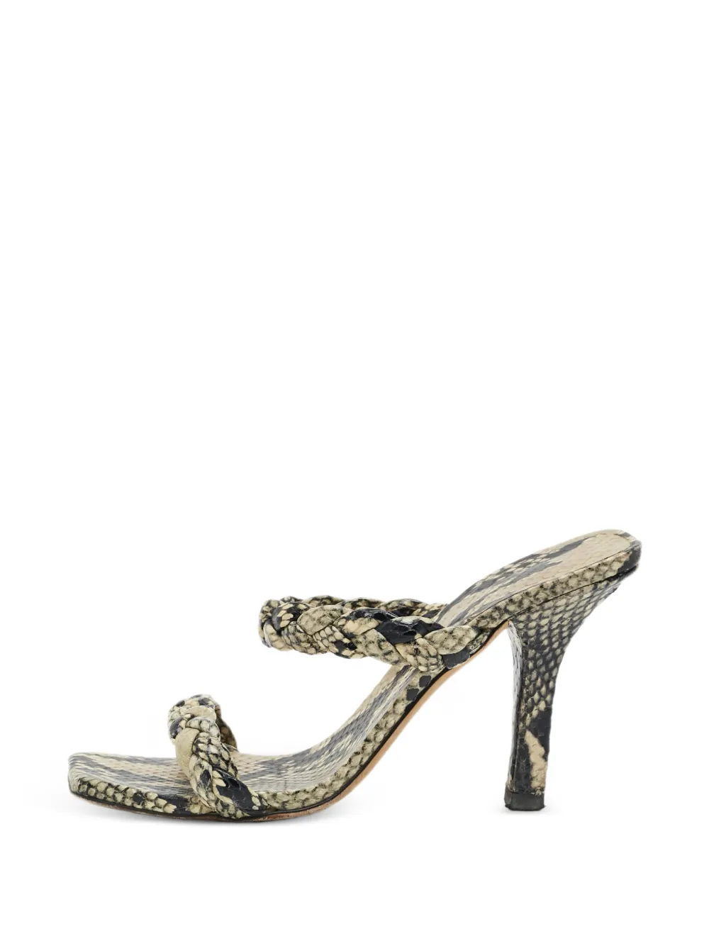 Paris Texas Geflochtene Sandalen mit Python-Prägung - Nude