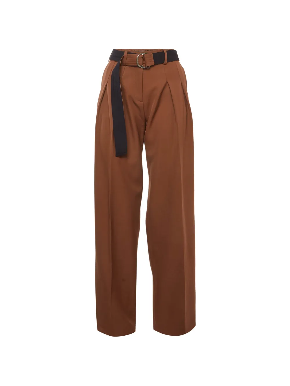 Victoria Beckham belted gabardine trousers - Marrone
