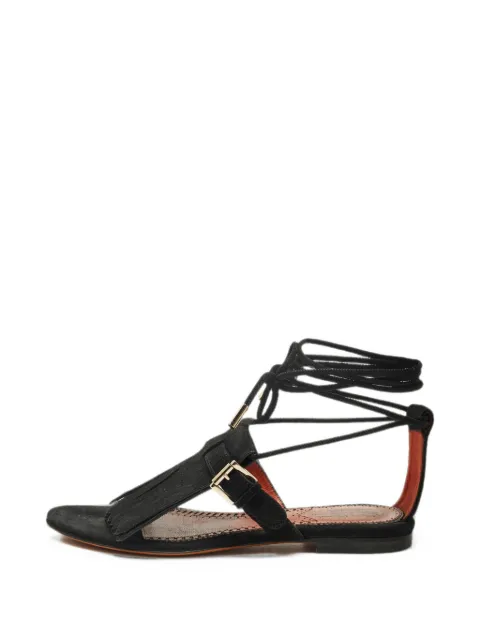 Santoni fringe lace-up sandals