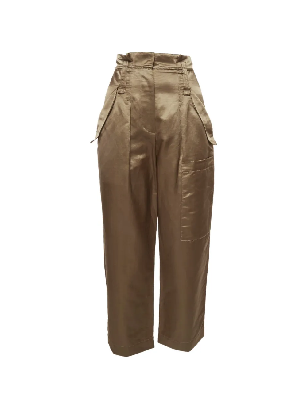 Pre-owned Brunello Cucinelli Vintage Satin Cargo Pants In Gold