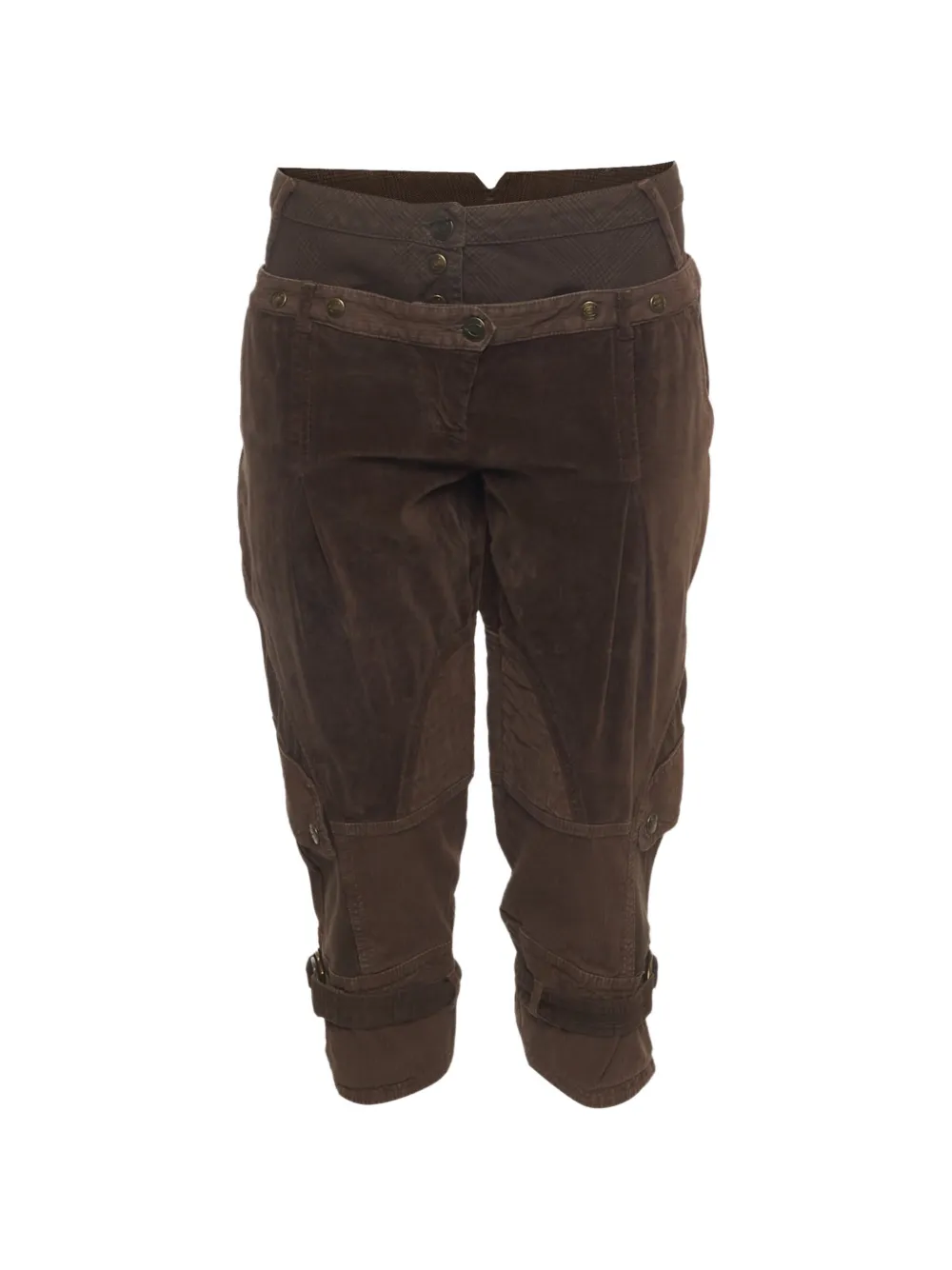 Just Cavalli Vintage pantalon Capri à carreaux et empiècements en velours - Marron