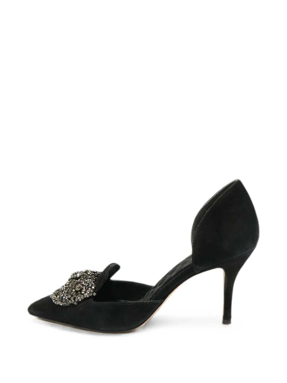 Pre-owned Tory Burch Clara Crystal-embellished Pumps In Black