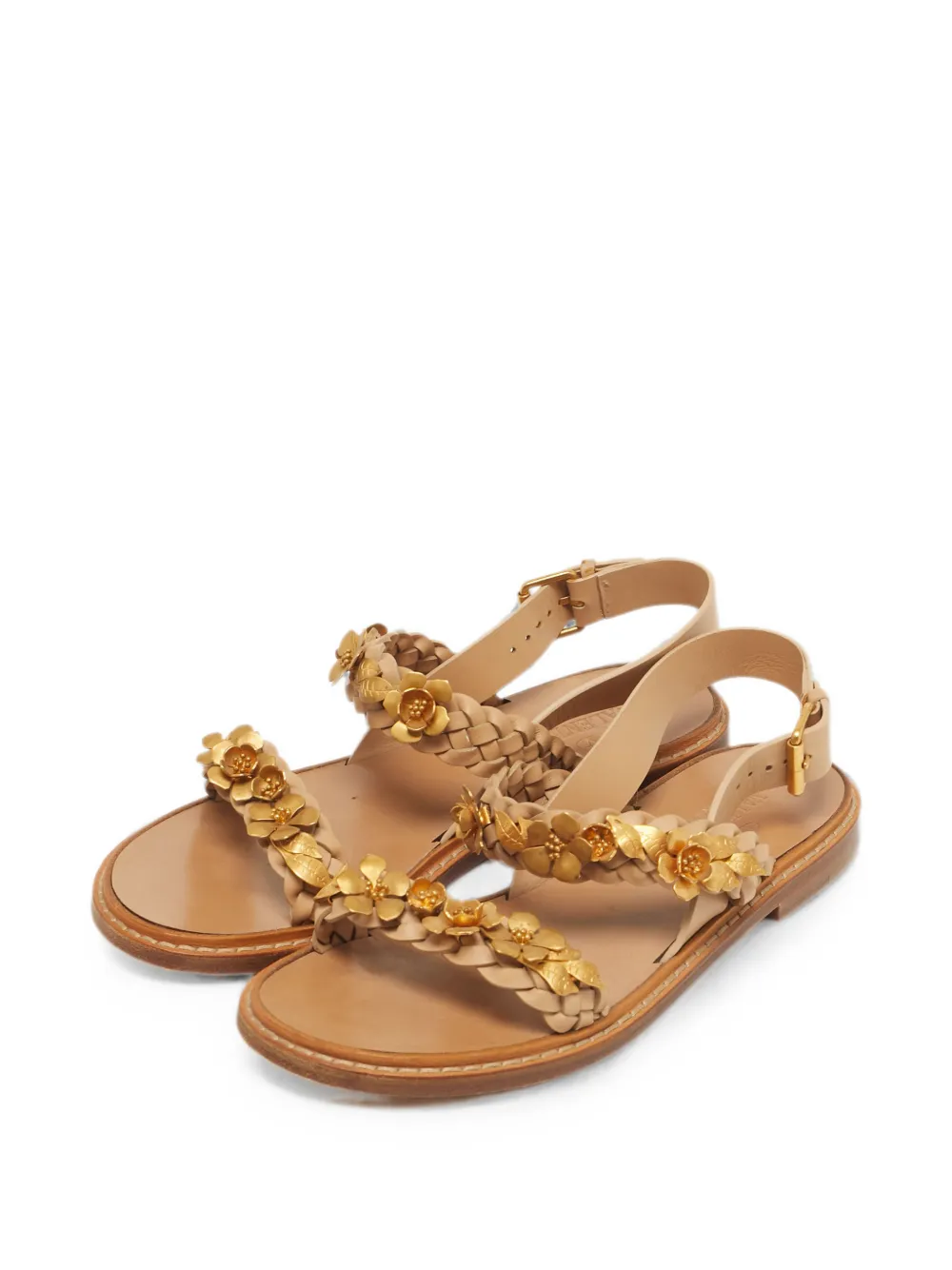 Valentino Garavani Pre-Owned Ellis floral-embellished sandals - Marrone