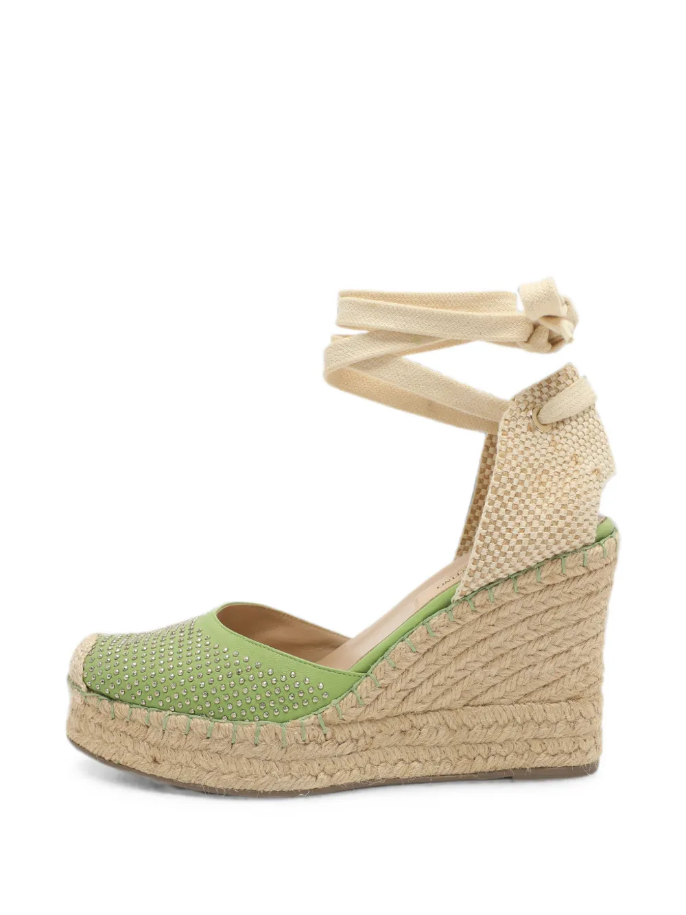 Valentino Garavani Pre-Owned studded leather espadrille sandals - Toni neutri