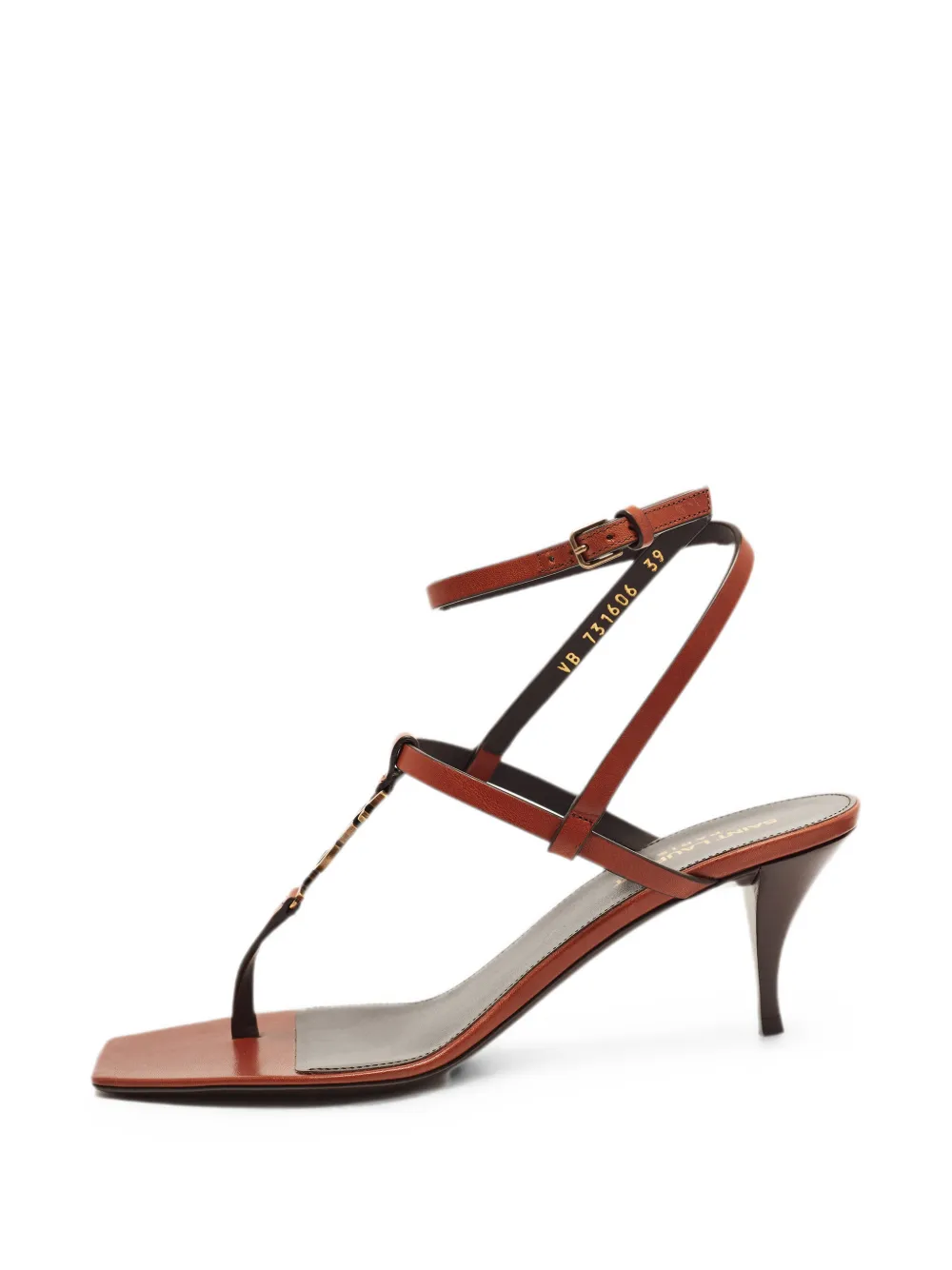 Saint Laurent Pre-Owned Cassandre Sandalen mit T-Riemen - Braun