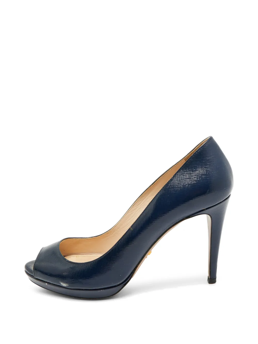 Prada Pre-Owned leather peep-toe heeled pumps - Blu