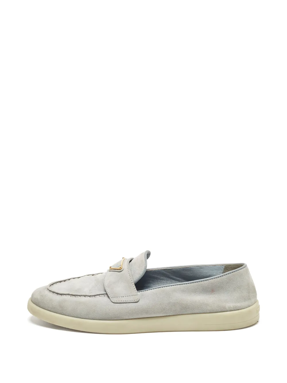 Prada Pre-Owned logo-plaque suede loafers - Grigio