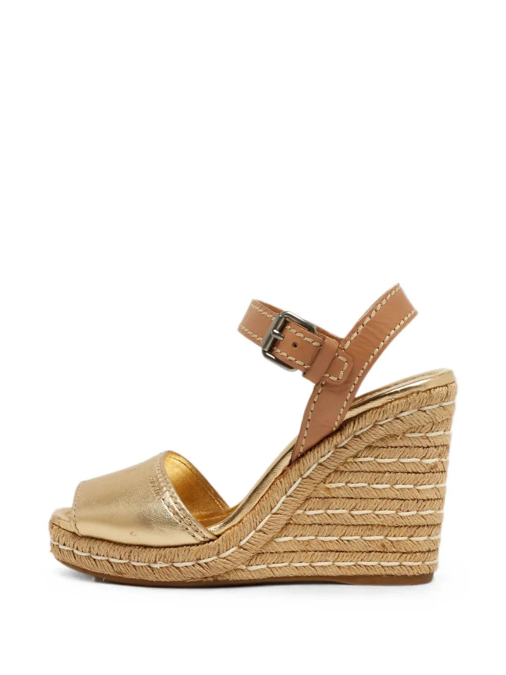Prada Pre-Owned ankle-strap heeled espadrilles - Oro