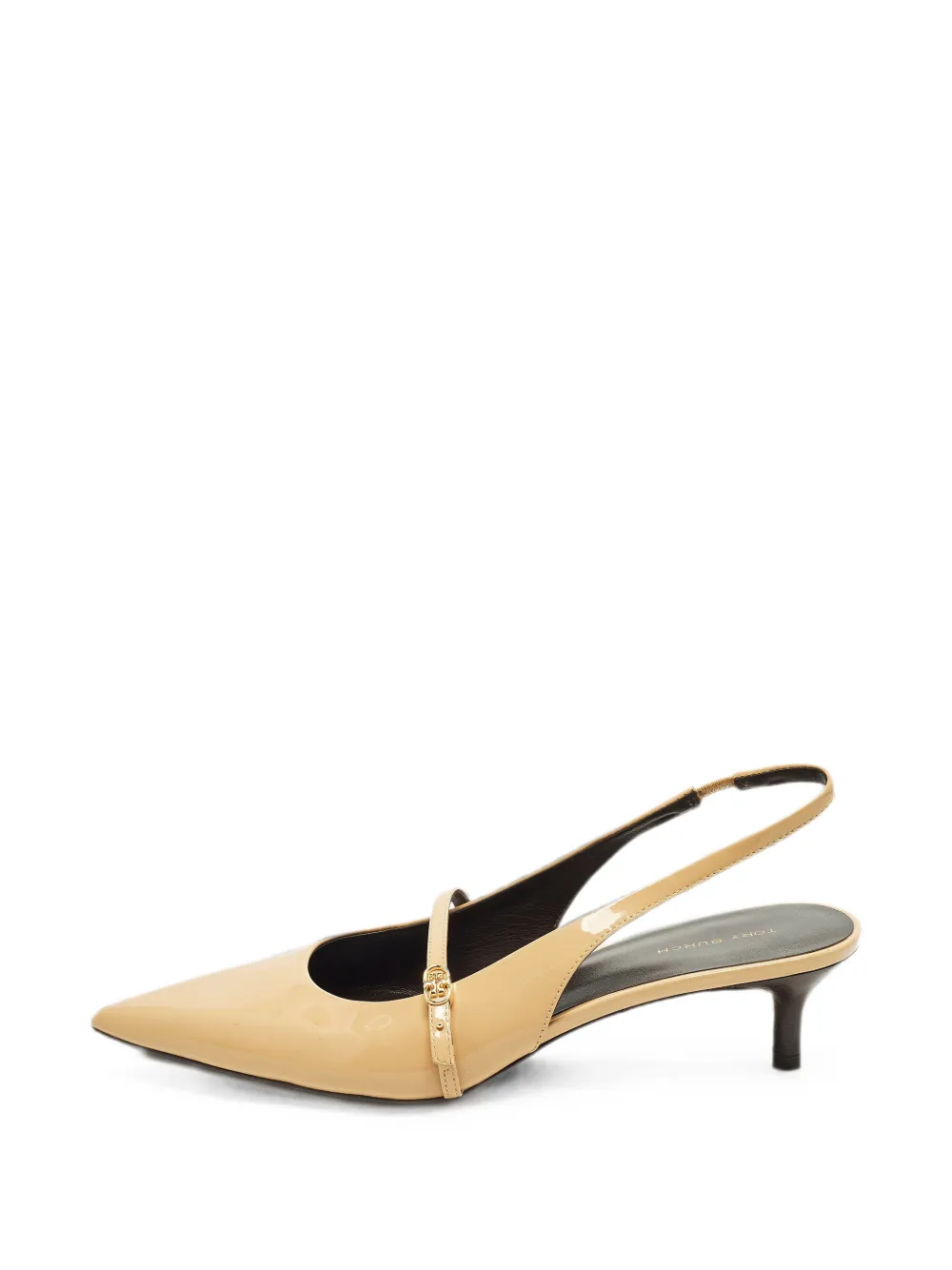 Tory Burch patent leather slingback pumps - Nude