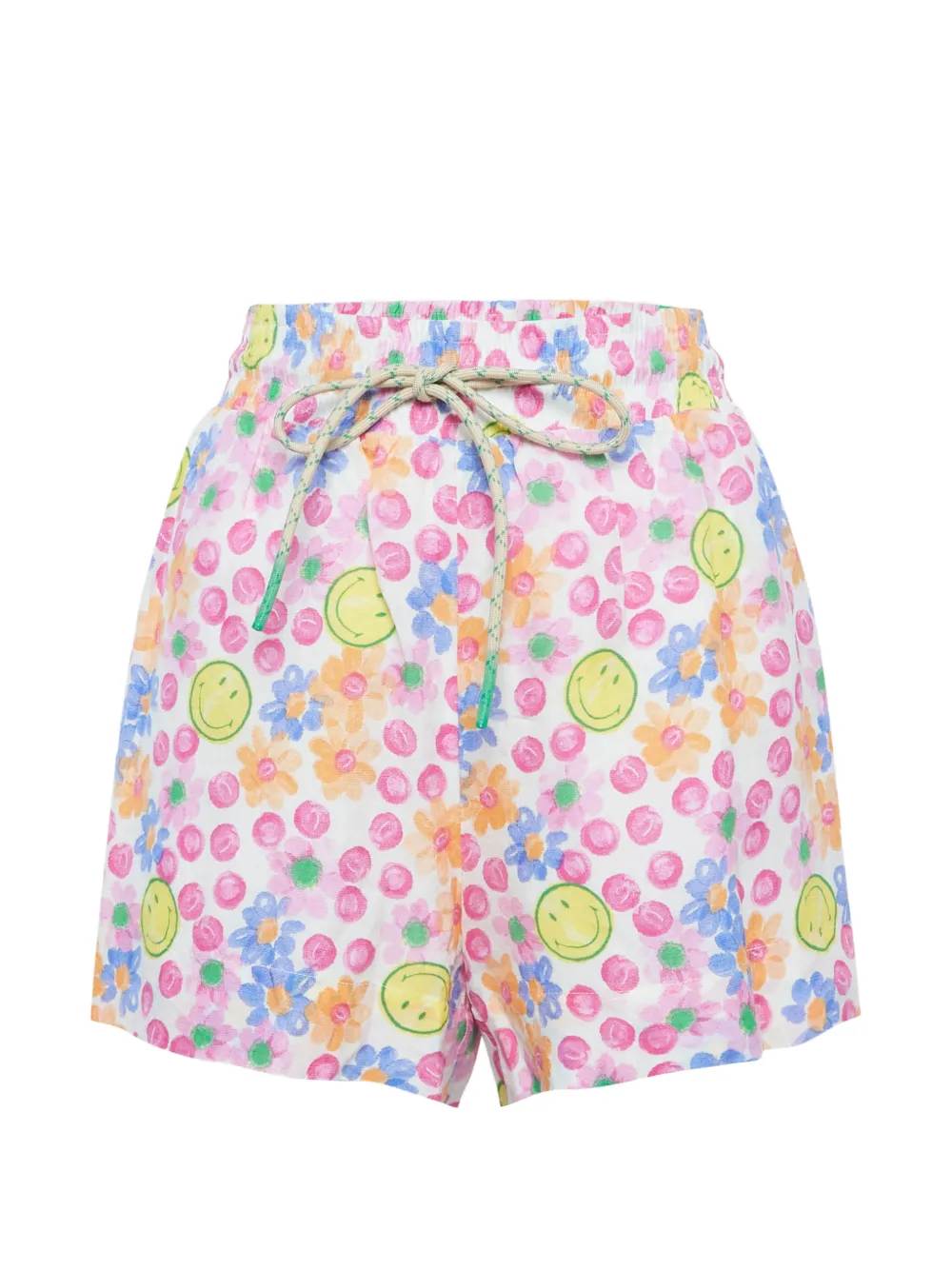 SANDRO x Smiley linen-blend floral shorts - Bianco
