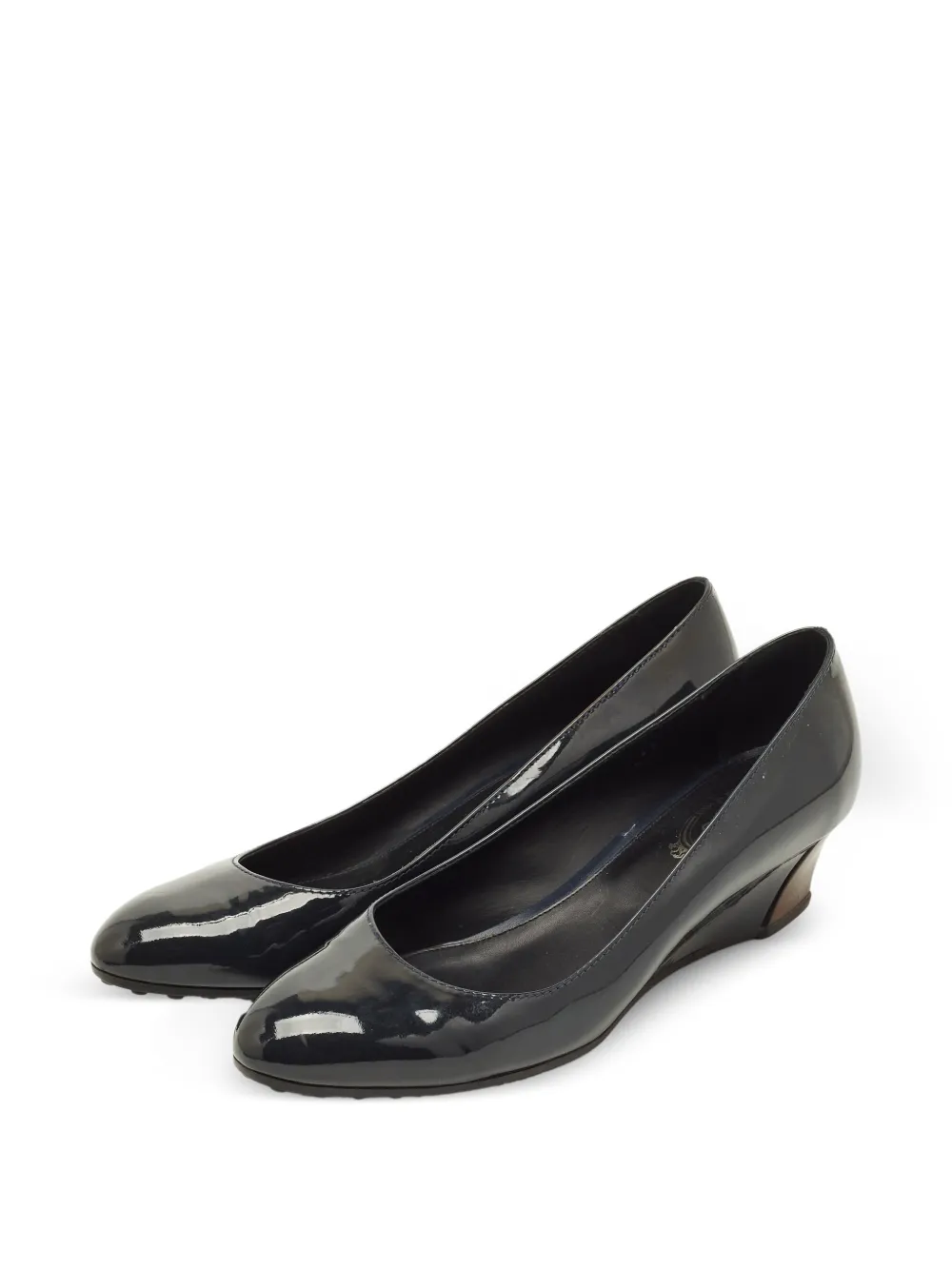 Tod's Vintage leather wedge pumps - Blau
