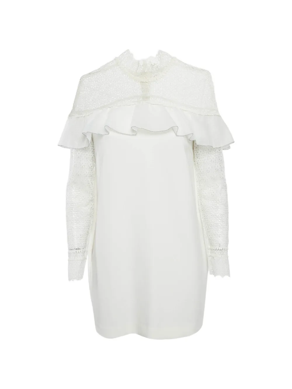 Self-Portrait lace-trim mini dress - Bianco