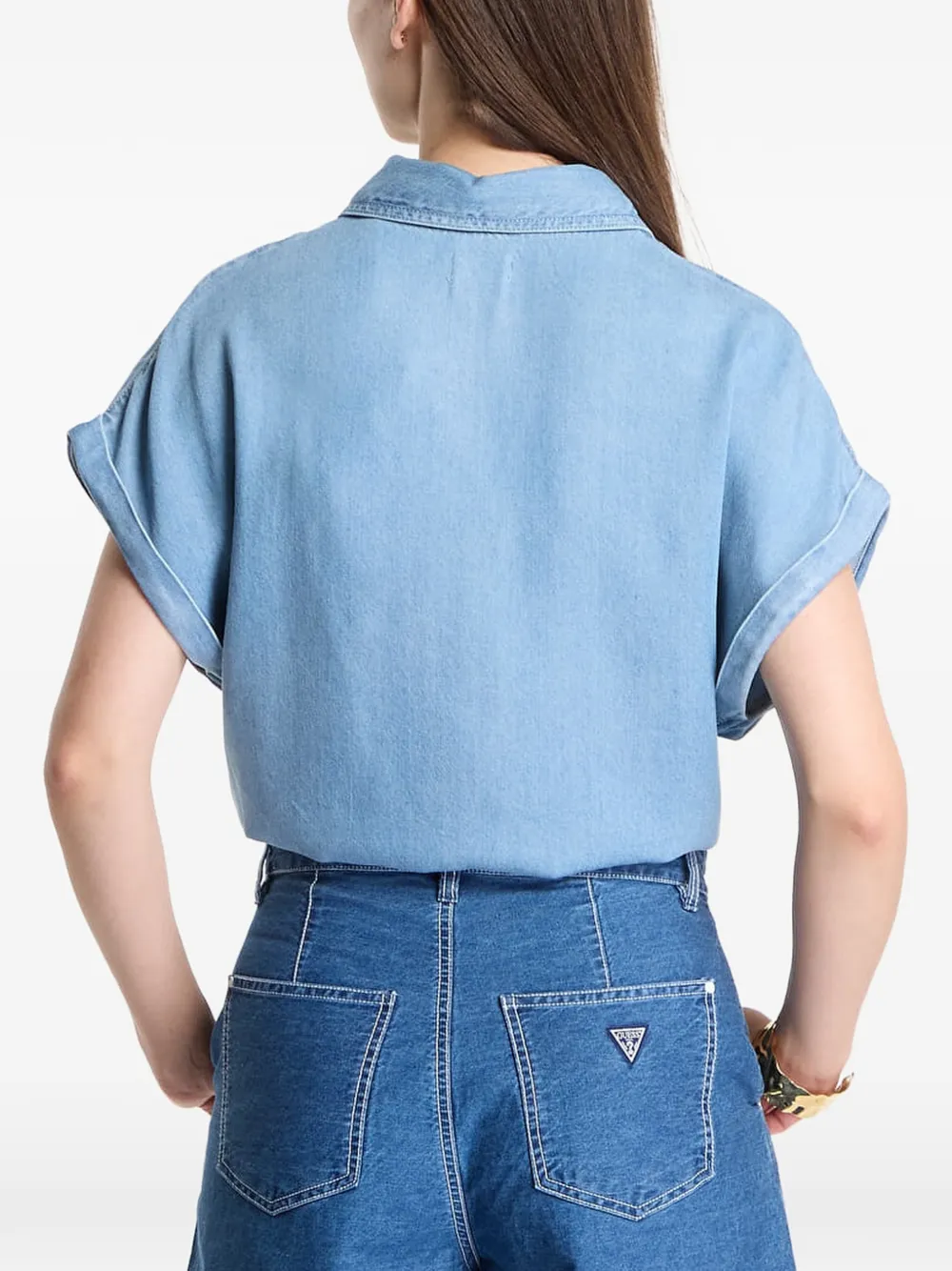 GUESS USA Denim blouse met borduurwerk Blauw