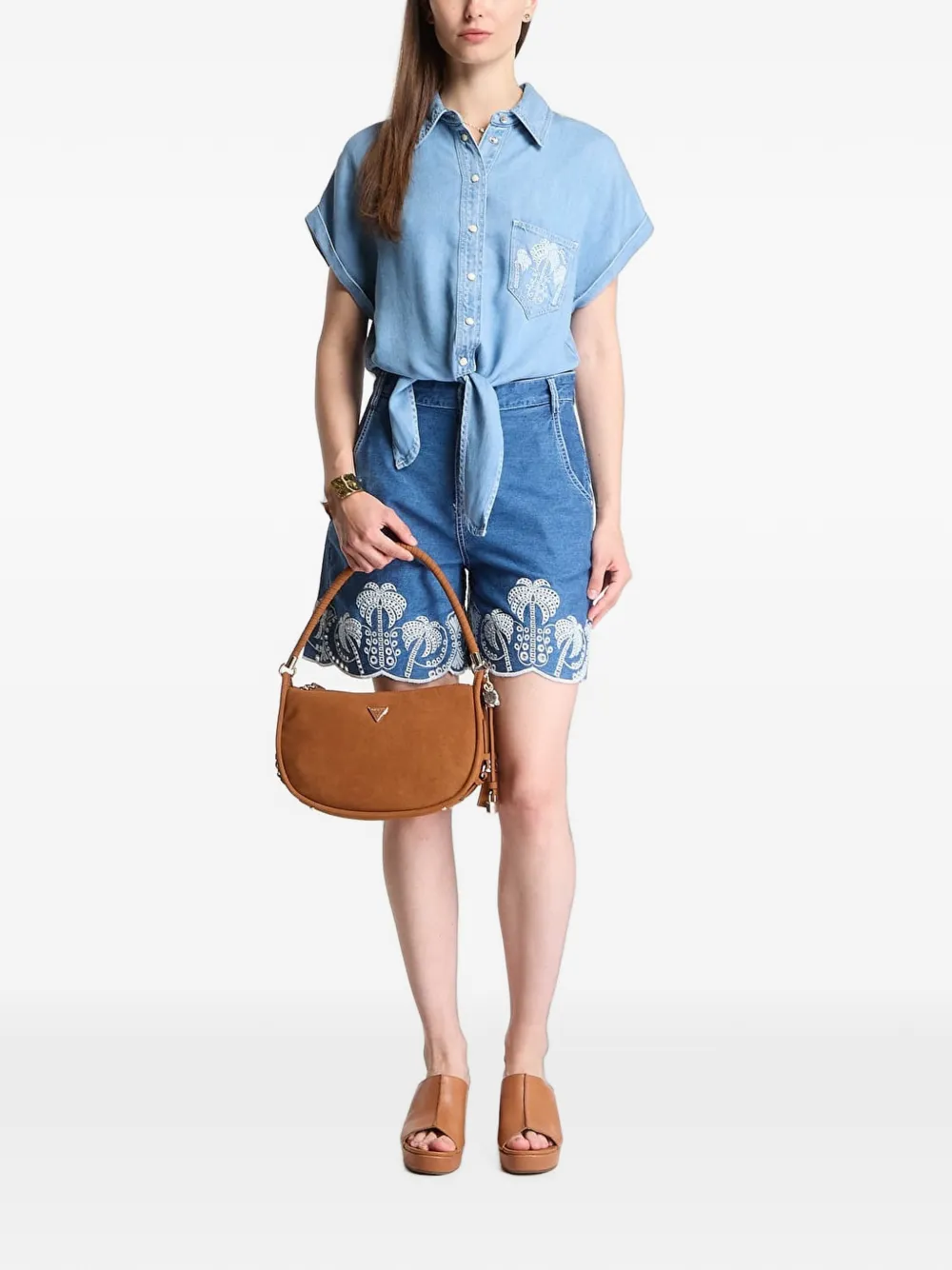 GUESS USA embroidered denim shirt - Blau