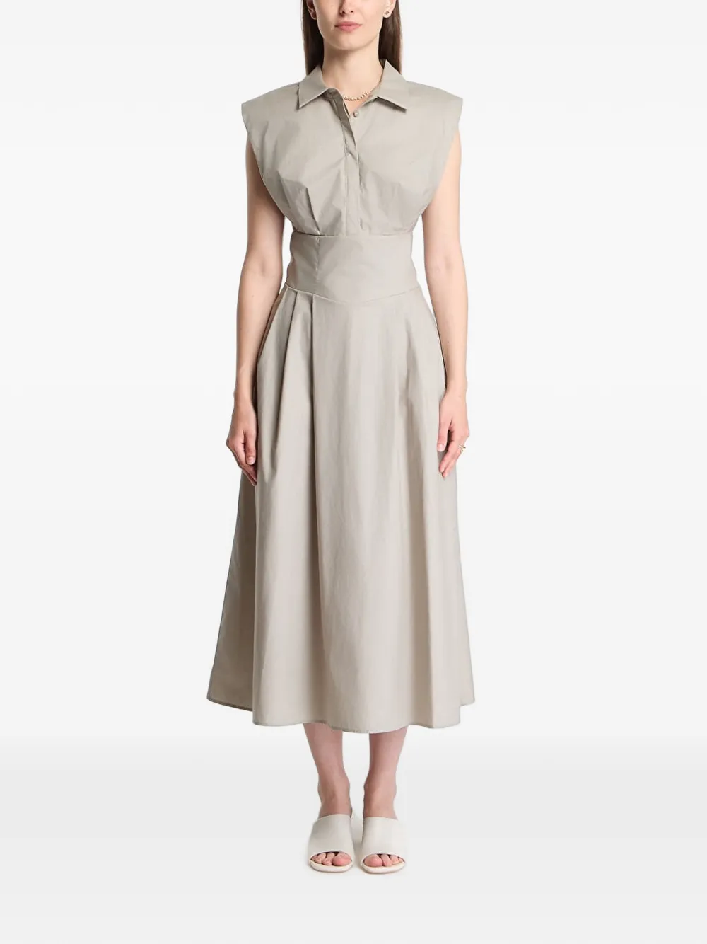 GUESS USA sleeveless pleated midi dress - Toni neutri