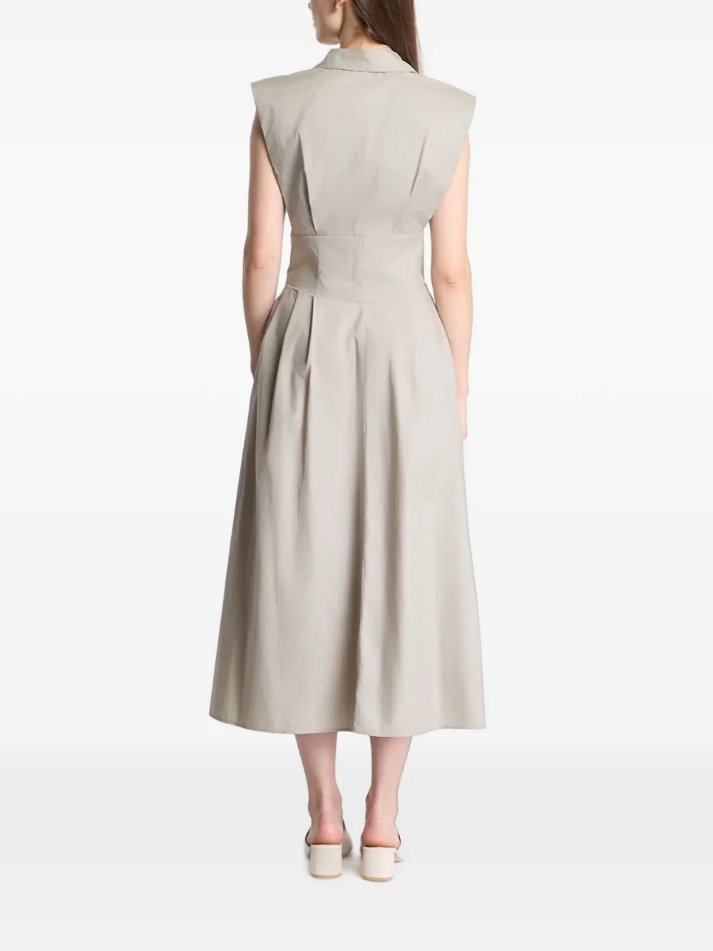 GUESS USA Geplooide mouwloze midi-jurk Beige