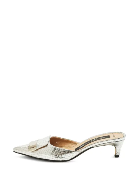 Sergio Rossi croc-embossed buckle mules