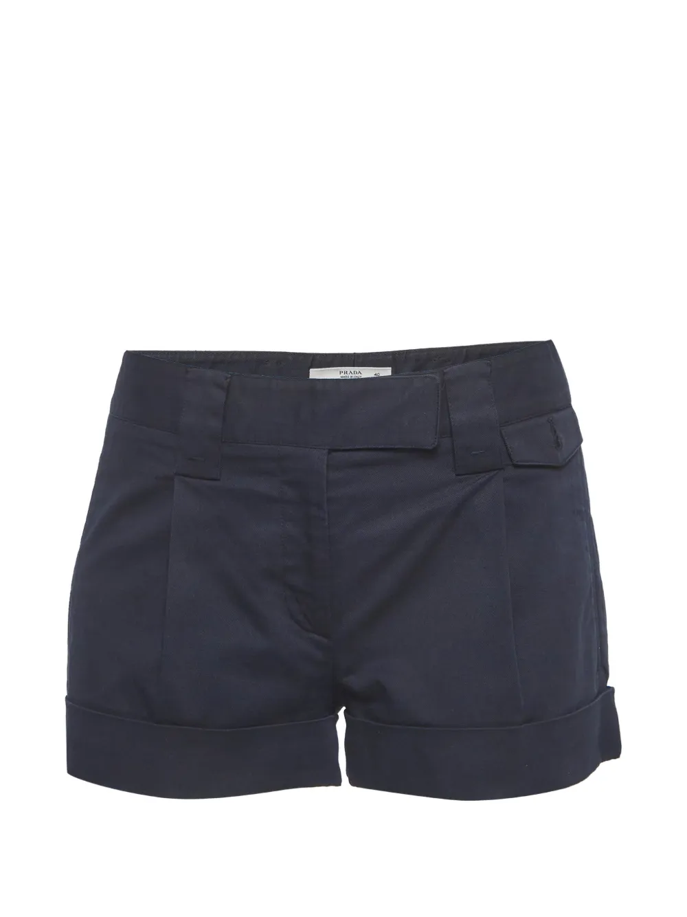 Prada Pre-Owned twill turn-up mini shorts - Blu
