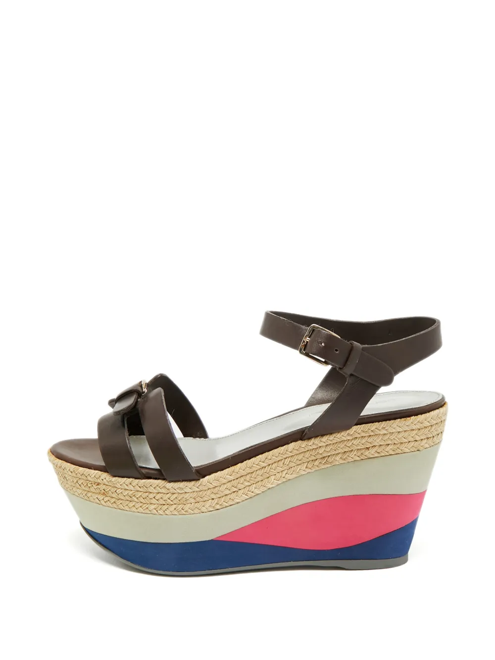 Sergio Rossi buckle-detail wedge sandals - Brown