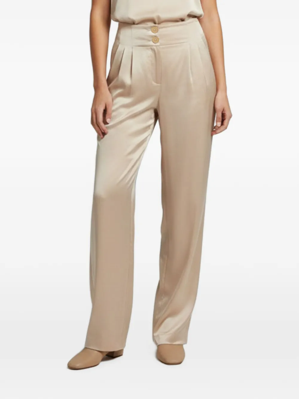 Bottega Veneta Pre-Owned satin-finish straight-leg trousers - Toni neutri