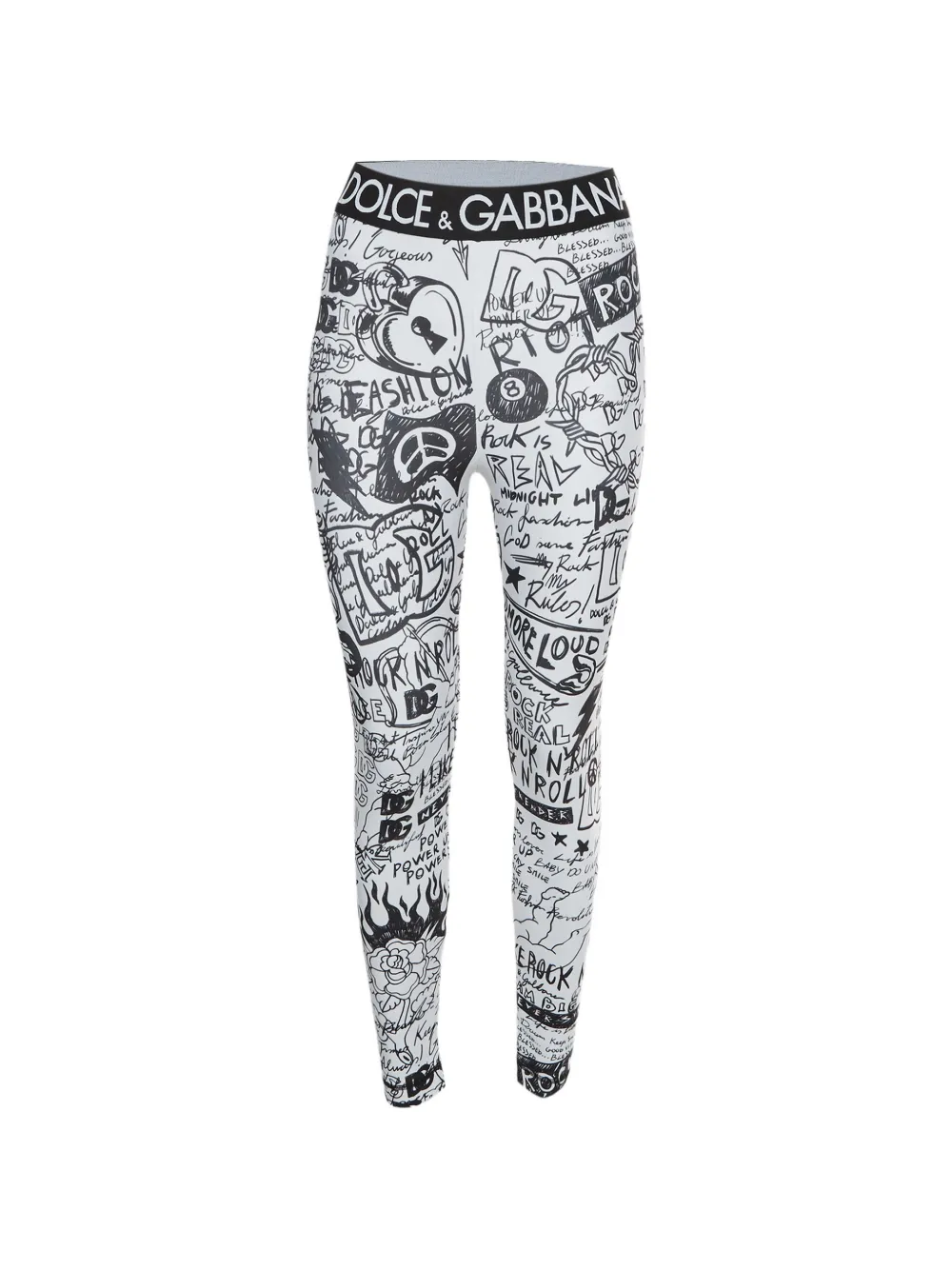 Dolce & Gabbana Pre-Owned graffiti-print leggings - Bianco