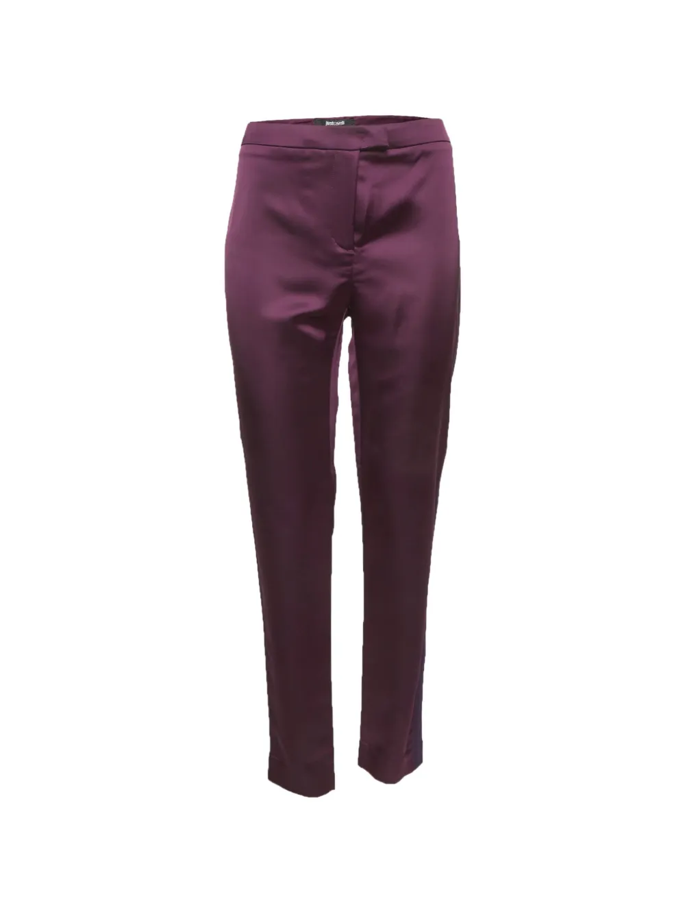 Just Cavalli Vintage side-tape satin straight-leg trousers - Viola