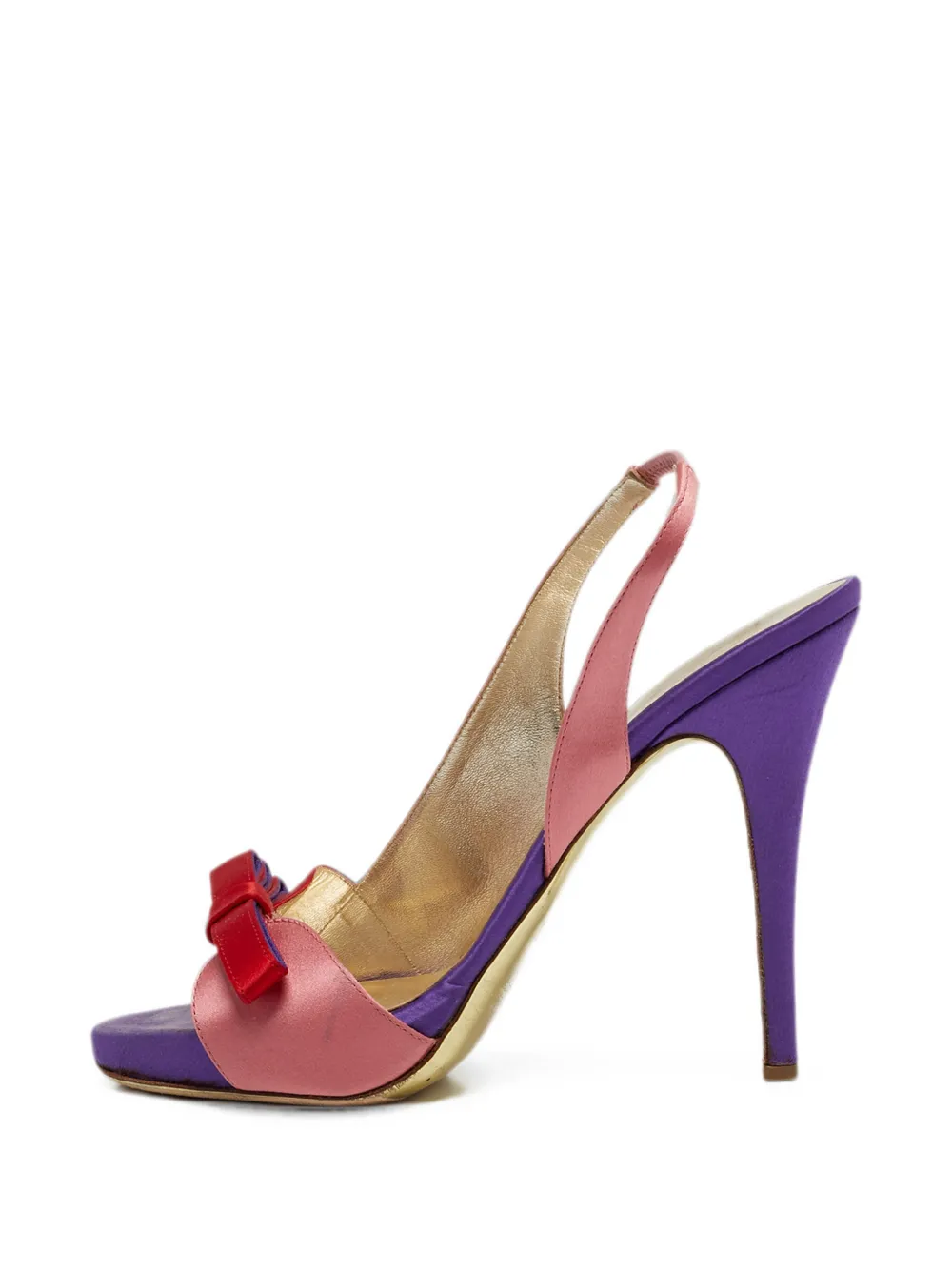 Pre-owned Valentino Garavani Bow Platform Slingback Sandals In Purple