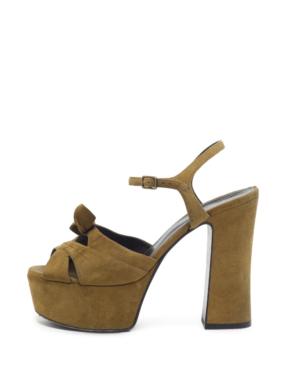 Saint Laurent Pre-Owned bow-detail sandals - Marrone