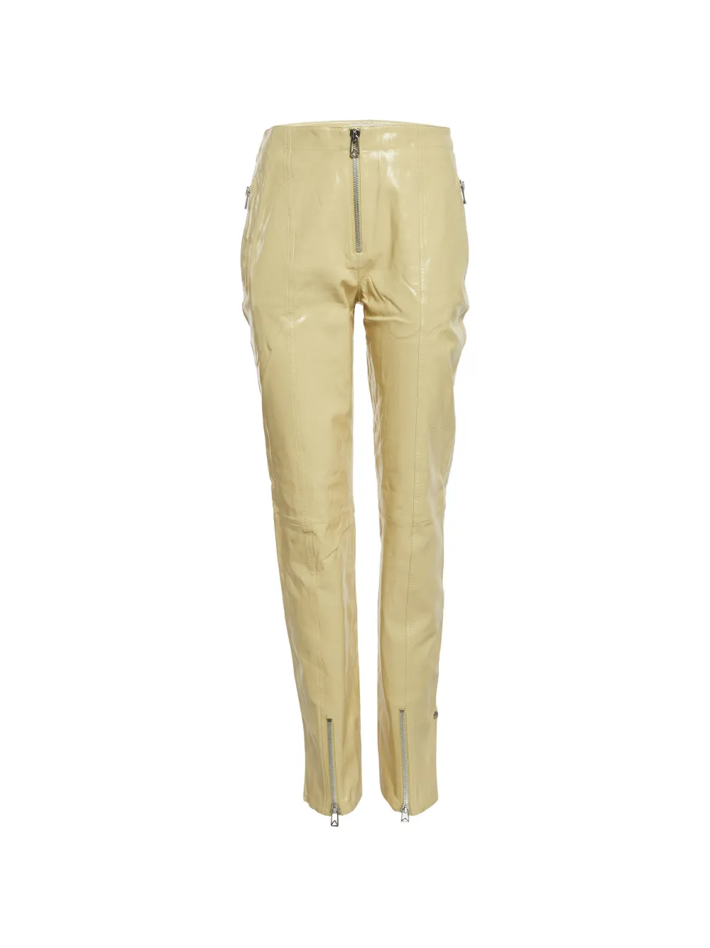 Bottega Veneta Pre-Owned 2021 zipper leather trousers - Yellow