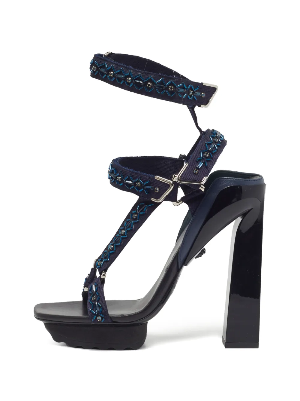 Versace Pre-Owned Sandali con cinturino alla caviglia e cristalli - Blu