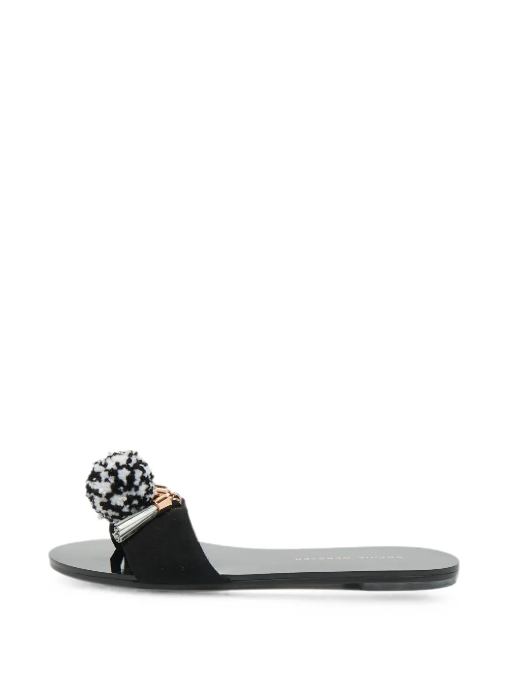 Sophia Webster Flache Jada Sandalen aus Wildleder - Schwarz