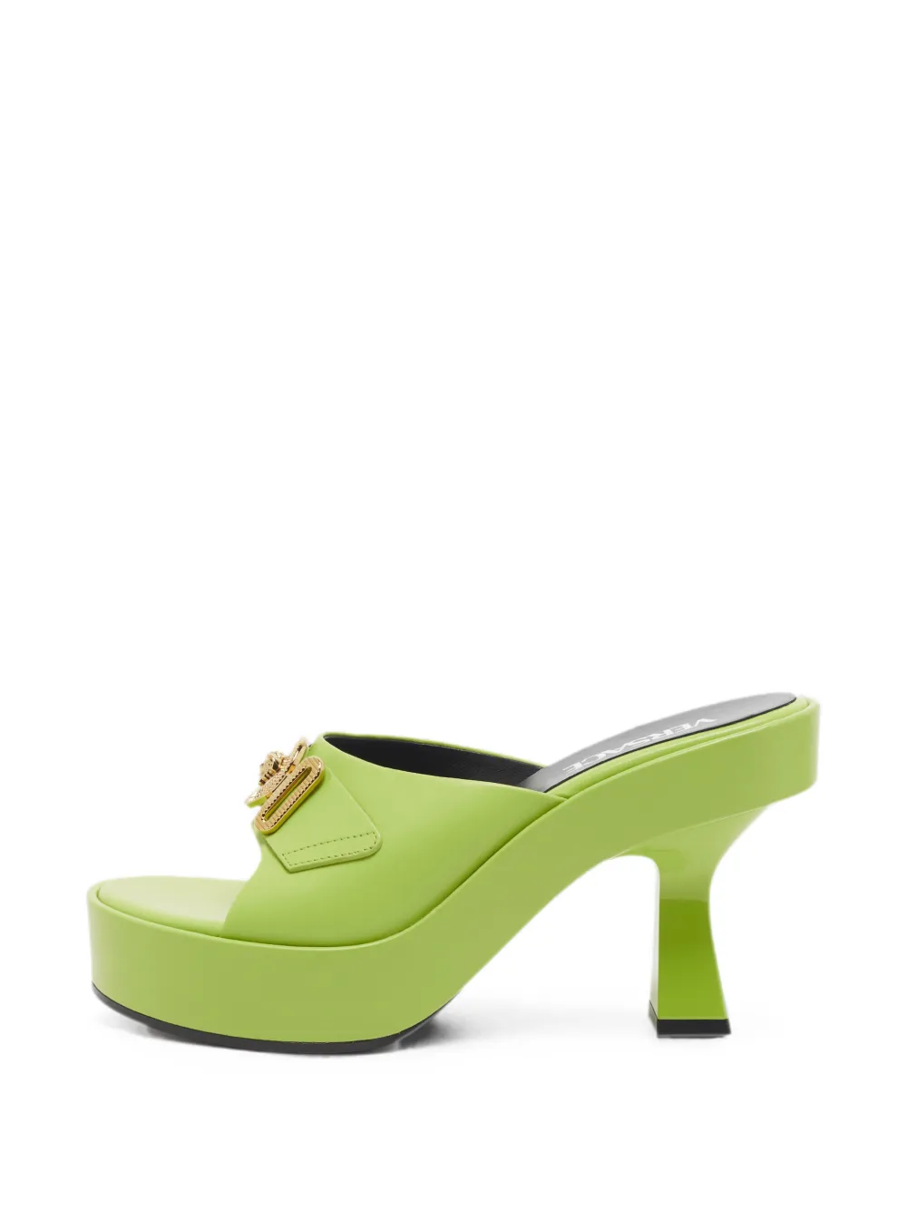 Pre-owned Versace Medusa Biggie Platform Mules In Green
